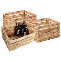 Fruitkisten opslagbox - 3x - old look - lichtbruin - hout - L46 x B36 x H28 cm