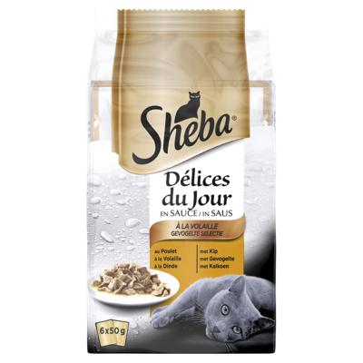 Kattenvoer Delices du Jour Gevogelte maaltijdzakjes multipack 6x50 gr 1x6 - Sheba