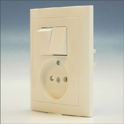 Berker S1 combinatie serieschakelaar/wandcontactdoos polarwit glanzend