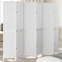 Kamerscherm met 6 panelen massief paulowniahout wit