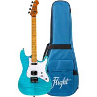 Flight Rock Series Pathfinder Baritone Ocean Blue elektrische solid body ukelele met gigbag - thumbnail