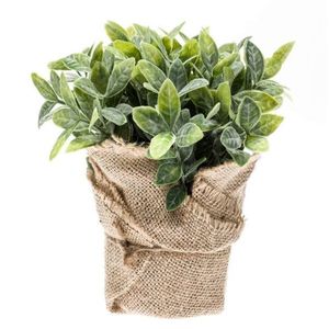 Kunstplant - Munt Kruiden - Groen - In Jute Pot - 19 cm