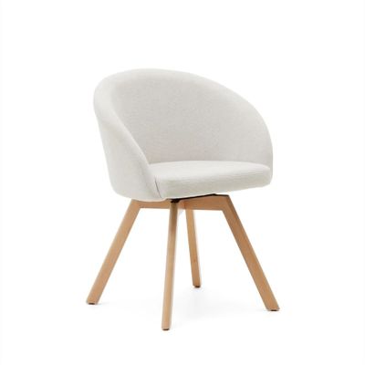 Kave Home Marvin eetkamerstoel chenille Beige draaibaar