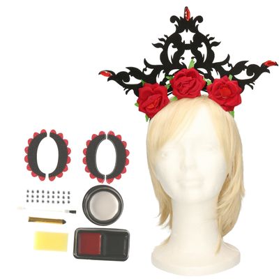 Verkleed setje Day of the Dead - sugar skull schmink en diadeem - Halloween/Carnaval accessoires