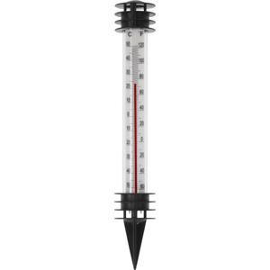 Pro Garden Tuin/buiten thermometer - kunststof - zwart - 3,5 x 23 cm