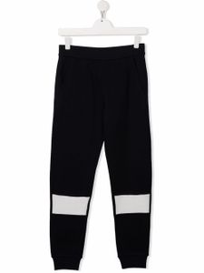 Moncler Enfant pantalon de jogging à patch logo - Bleu