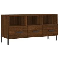 The Living Store TV-meubel Modern Bruineiken - 102 x 36 x 50 cm - Bewerkt hout en ijzer - thumbnail