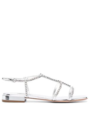 Miu Miu sandales en cuir à ornements en cristal - Gris