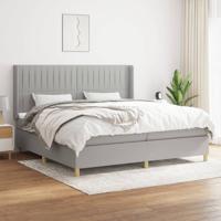 Boxspring met matras stof lichtgrijs 200x200 cm