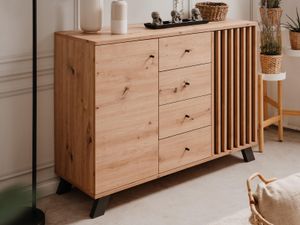 Dressoir MEDINA 2 deuren 4 lades artisan eik/antraciet