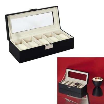 Home Deco Factory Horlogebox - zwart - 5 vakjes - 29 x 8 x 12 cm - organizer