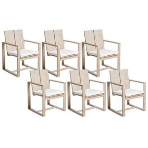 Beliani - AZZANELLO - Tuinstoel set van 6 - Lichtbruin - Acaciahout
