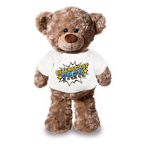 Beterschap papa pluche teddybeer knuffel 24 cm met wit t-shirt