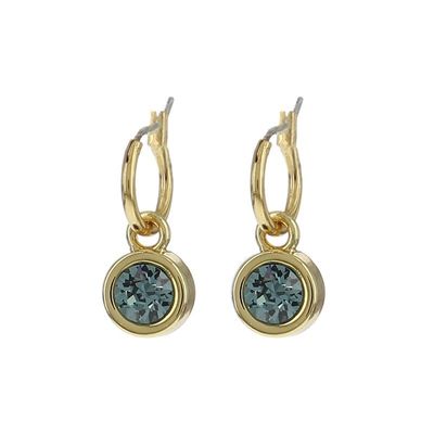 Biba Hang Oorbellen met Swarovski Steentje Ind. Sapphire Goud