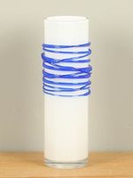 Glazen vaas spiraal wit/blauw 29 cm