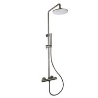 Regendoucheset Opbouw Sanilux Blair Thermostatisch Geribbelde Knop Douchekop 25 cm Gunmetal Sanilux