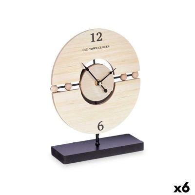 Tafelklok Gift Decor 22STC337-2 22STC337-2 Zwart Hout Ballen (6 Stuks)