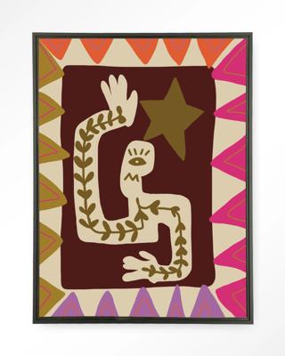 Urban Cotton Wandkleed 'Wave' 145 x 190cm in Floating Frame - black
