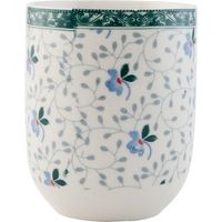 Clayre & Eef Mok 100 ml Wit Groen Porselein Rond Bloemen Theemok Koffiemok Beker - thumbnail