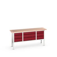 Bott Verso Verstelbare Werkbank | 2000x600x830-930mm | Multiplex | 9 Laden | RAL 3004 - 16923033.24 Bott Verso Verstelbare Werkbank | 2000x600x830-930mm | Multiplex | 9 Laden | RAL 3004 - 16923033.24