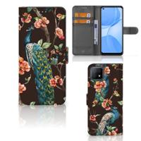 OPPO A73 5G | Telefoonhoesje | Met pasjeshouder | Pauw met Bloemen