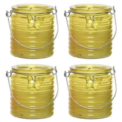 Citronella kaars - 10x - in windlicht - geel - 20 branduren - citrusgeur
