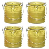Citronella kaars - 10x - in windlicht - geel - 20 branduren - citrusgeur