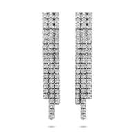 Gerhodineerd Zilveren Oorhangers met Zirkonia - 36mm - 925 Zilver Gerhodineerd Zilveren Oorhangers met Zirkonia - 36mm - 925 Zilver