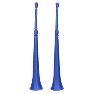 Vuvuzela grote blaastoeter hoorn - Set van 2x stuks - blauw - 48 cm - landen fan supporters feestart