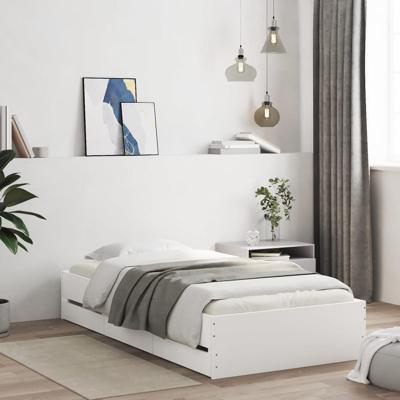 Bedframe met lades bewerkt hout wit 90x200 cm