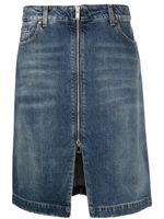 Stella McCartney jupe mi-longue en jean à effet délavé - Bleu