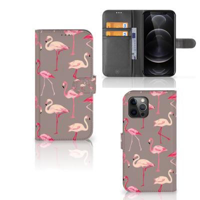 Apple iPhone 12 Pro Max | Telefoonhoesje | Met pasjeshouder | Flamingo