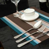 2 PC'S keuken dinning tabel placemat servetten hittebestendig PVC Stripe mat placemats Manteles doilies Coaster Cup pad (blauw)