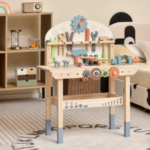 Montessori Gereedschapsbank voor Kinderen Speelwerkbank van Hout met Magnetisch Frame Opbergrek en Accessoires