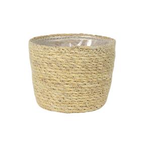 Ter Steege Plantenmand - zeegras - rotan - beige - 15 x 12 cm - plastic binnenkant