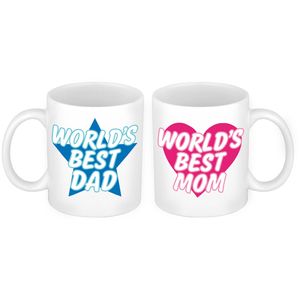 Worlds Best Mom en World Best Dad mok - Vaderdag en moederdag cadeau - feest mokken