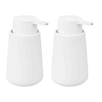5Five Zeeppompje/zeepdispenser - 2x - van keramiek - wit - 250 ml
