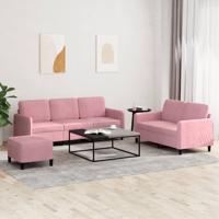 3-delige Loungeset fluweel roze