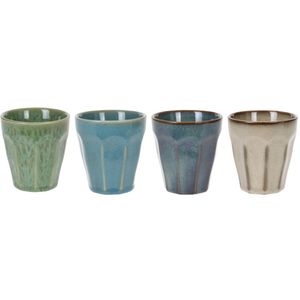 Set van 4x stuks luxe gekleurde porseleinen bekertjes/koffiekopjes 250 ml - Bekers