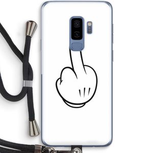 Middle finger white: Samsung Galaxy S9 Plus Transparant Hoesje met koord