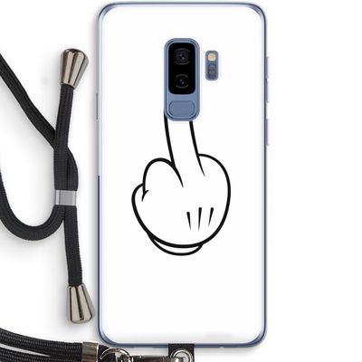 Middle finger white: Samsung Galaxy S9 Plus Transparant Hoesje met koord