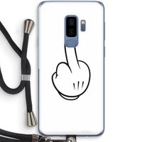 Middle finger white: Samsung Galaxy S9 Plus Transparant Hoesje met koord