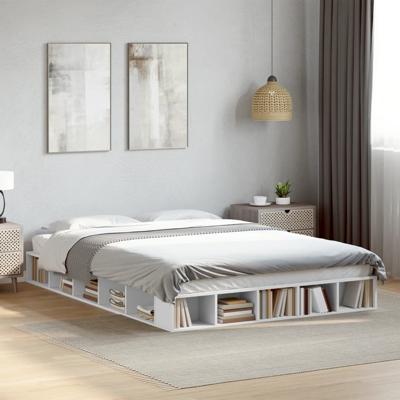 Bedframe bewerkt hout wit 140x200 cm