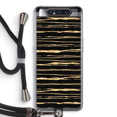 Gouden strepen: Samsung Galaxy A80 Transparant Hoesje met koord