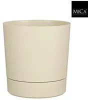 Mica Decorations Bloempot 'Coco' met schotel d35 h37 beige