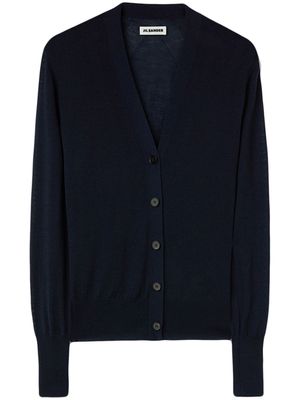 Jil Sander cardigan en cachemire à col v - Bleu