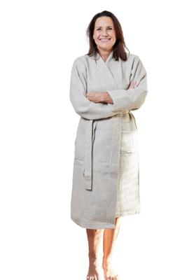 Kimono wafel badjas zand-m