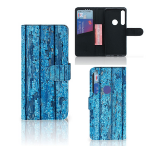 Motorola One Action Book Style Case Wood Blue