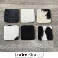 Koeienhuid onderzetters zwart wit 10x10cm - thumbnail