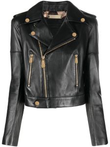 Philipp Plein veste de moto en cuir - Noir